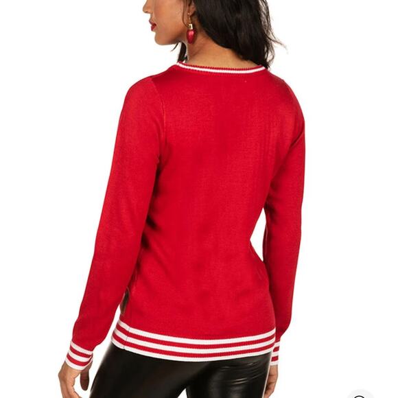 Tipsy Elves Women's I Like Big Bulbs Light Up Ugly Christmas Sweater Red Medium - Picture 2 of 8